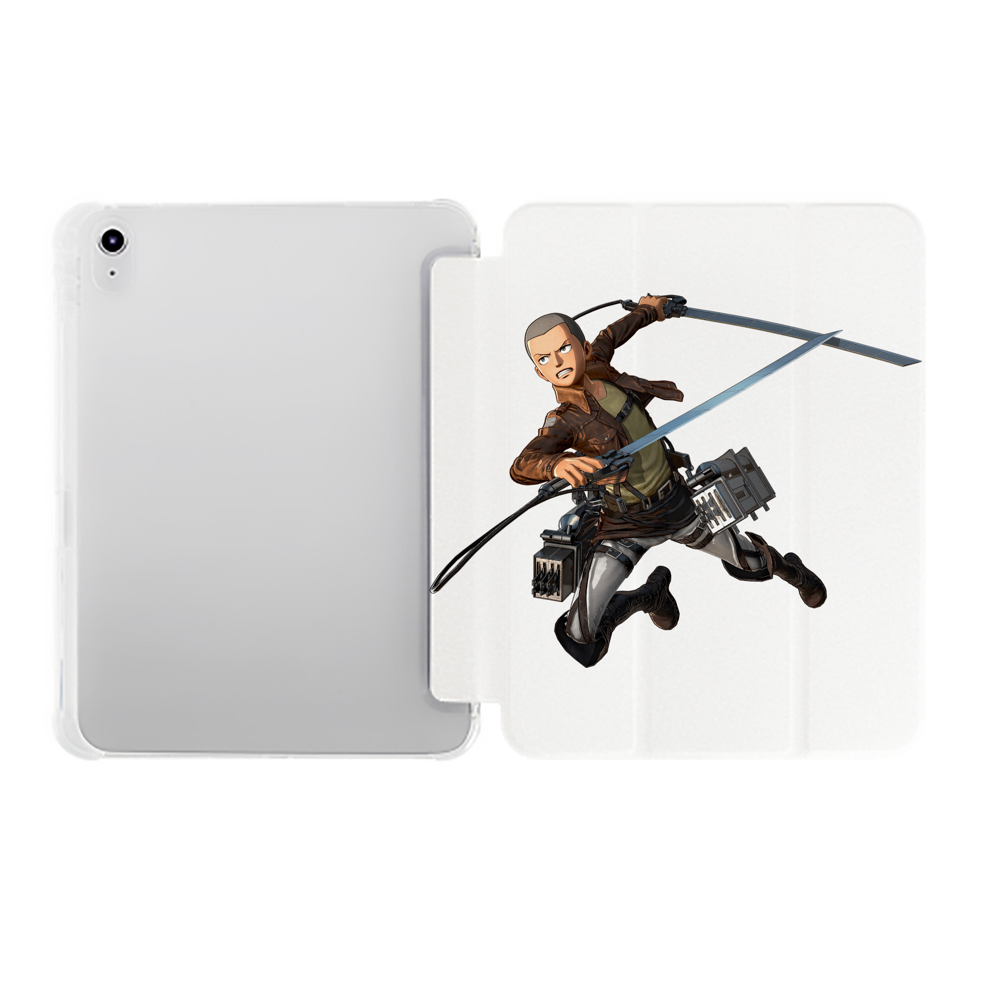 （画像用） 進撃の巨人 コニー·スプリンガー Attack on Titan Connie Springer IPad ケース ペン収納付き 三つ折りスタンド PUレザー×シリコン 対応機種9.5/10.5/10.9インチ